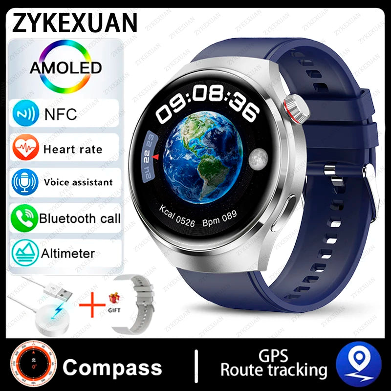 2024 New GPS Trajectory Smart Watch Men GT4 Pro 360*360 HD Heart rate IP68 Waterproof Smartwatch BT Call NFC Compass Watch 4 Pro