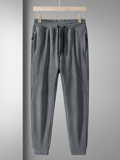 Men's Zip Pockets Thermal Fleece Thick Warm Joggers Sportswear Casual Track Sweatpants (3 Colors)