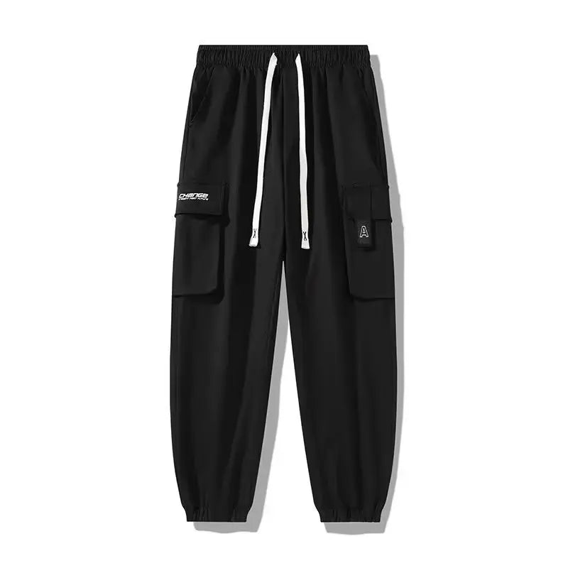 Men's Cargo Pants: Casual Hip Hop, Multiple Pockets, Streetwear Ribbons, Techwear Sweatpants - Collection 2 (15 Colors)