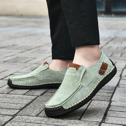 New Handmade Leather Men Shoes Casual Comfortable Men Slip On Leather Loafers Men Flats Hot Sale Moccasins Tooling Shoes Man