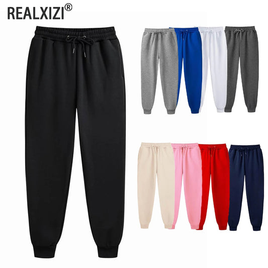 Men's Sweatpants: Spring Autumn Fleece Pants with Drawstring and Pockets, Casual Oversized Sport Trousers for Men - 11 Colors