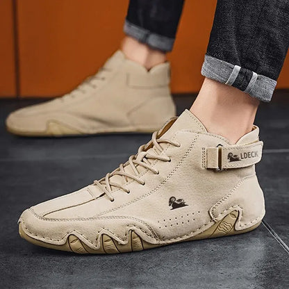 Men's Ankle Boots: Outdoor Light Casual Leather Shoes, Winter Luxury Waterproof Snow Boots - High Top Sneakers, Available in 3 Colors