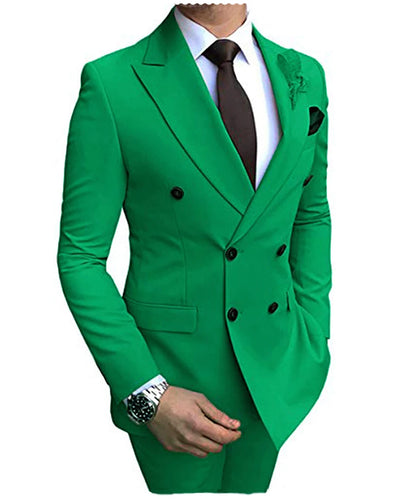 Men's Slim Fit 2 Pieces Double-Breasted Notch Lapel Suit (Blazer+Pants) - Collection 2 (7 Colors)