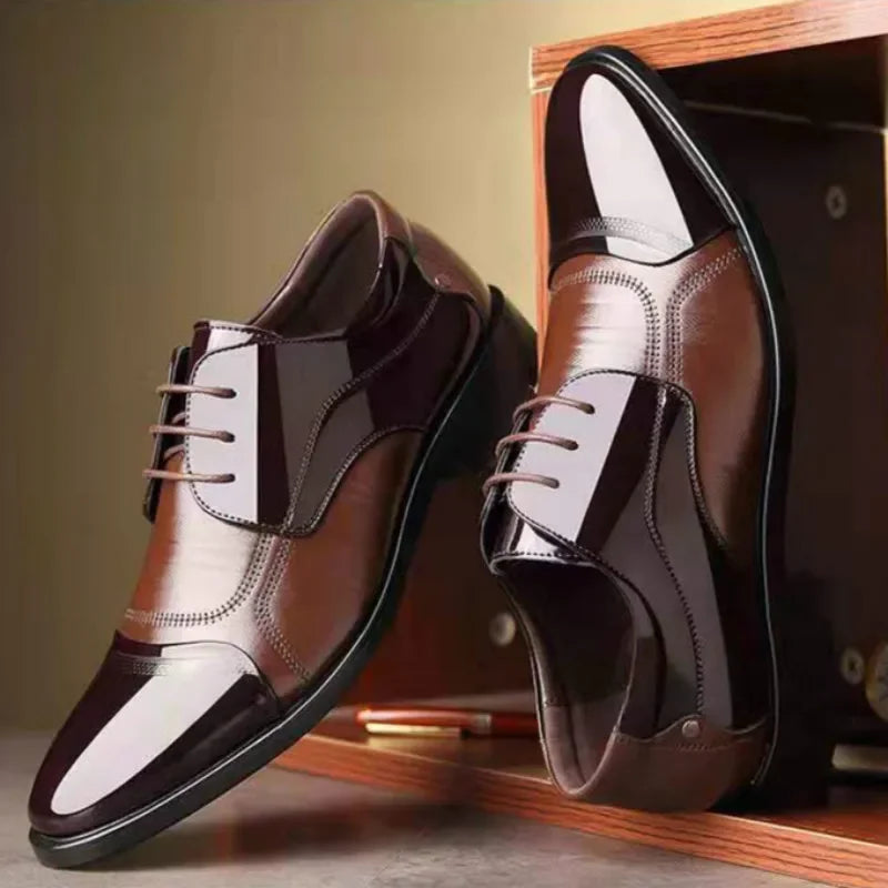 New Lace-Up Leather Men's Dress Shoes: Luxury Business Oxford Footwear for Office and Wedding - Available in 4 Colors