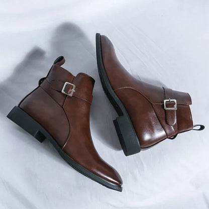 Luxury brand leather shoes men's boots formal leather oxford shoes dress boots chelsea business ankle boots men 38-47