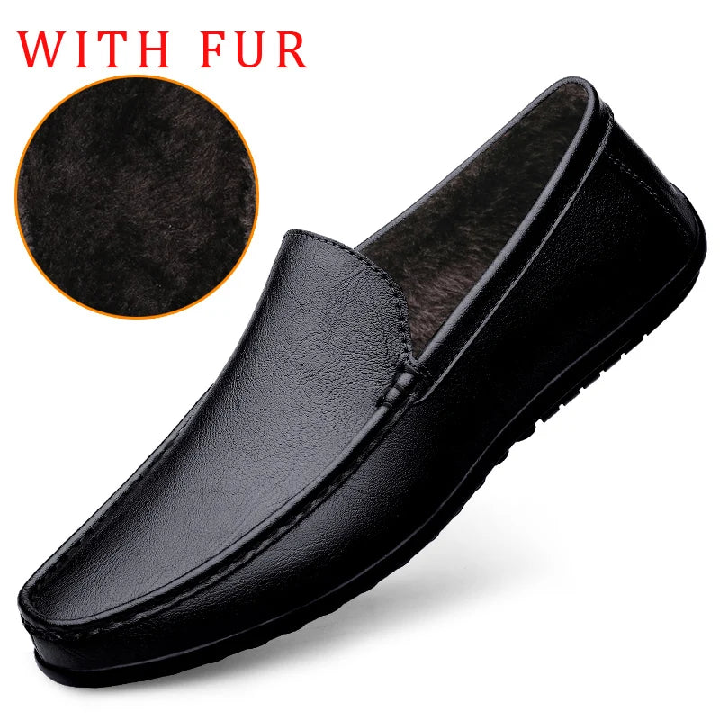 Genuine Leather Loafers Men Design Moccasin Fashion Slip On Soft Flat Casual Men Shoes Adult Male Footwear Handmade Boat Shoes