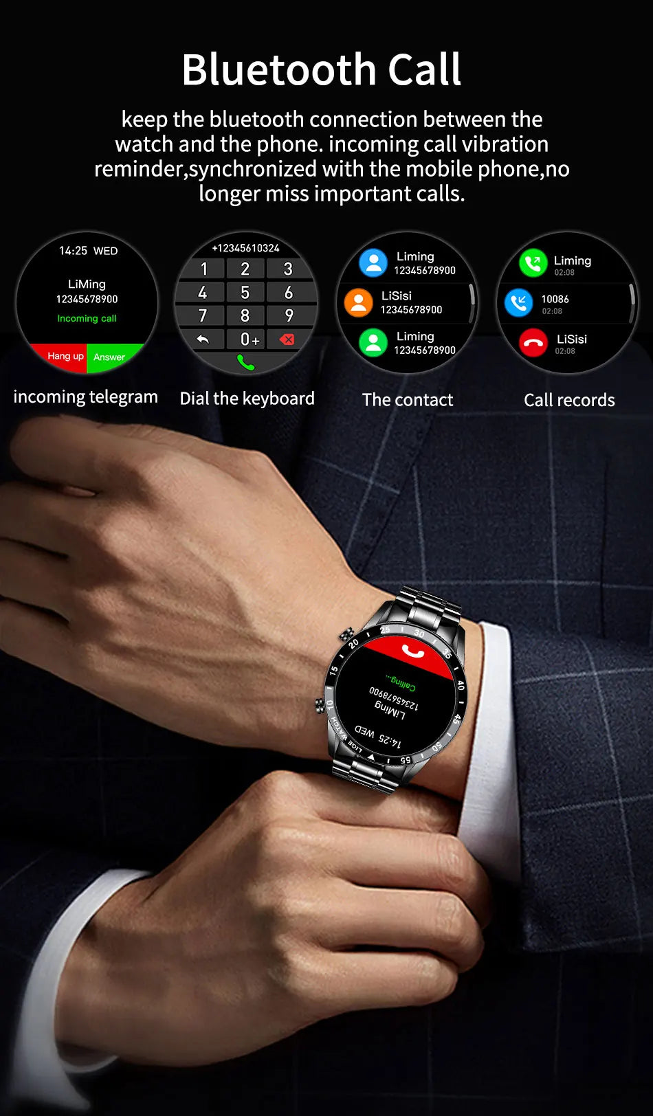 Smart Watch for Men: Full Circle Touch Screen, Bluetooth Call, Waterproof Sport Activity Fitness Tracker + Box