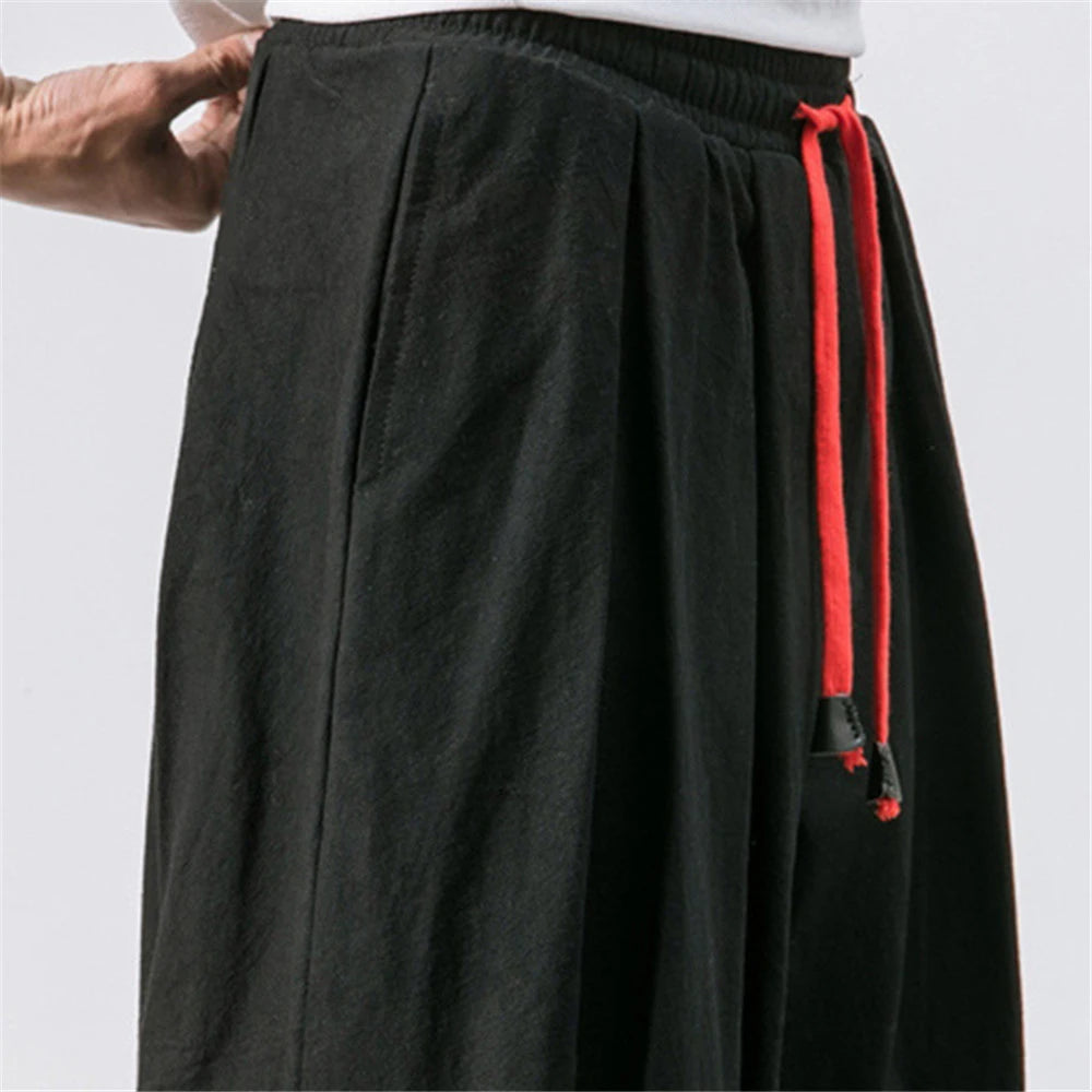 New Oversize Men's Loose Harem Pants: Autumn Chinese Linen Sweatpants, High Quality Casual Trousers - 3 Colors