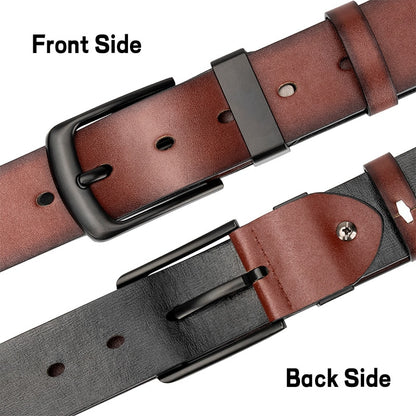 Men's Vintage Casual Black Pin Buckle Student Versatile Leather Wide Belt (4 Styles)