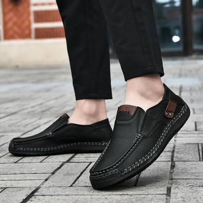 New Handmade Leather Men Shoes Casual Comfortable Men Slip On Leather Loafers Men Flats Hot Sale Moccasins Tooling Shoes Man