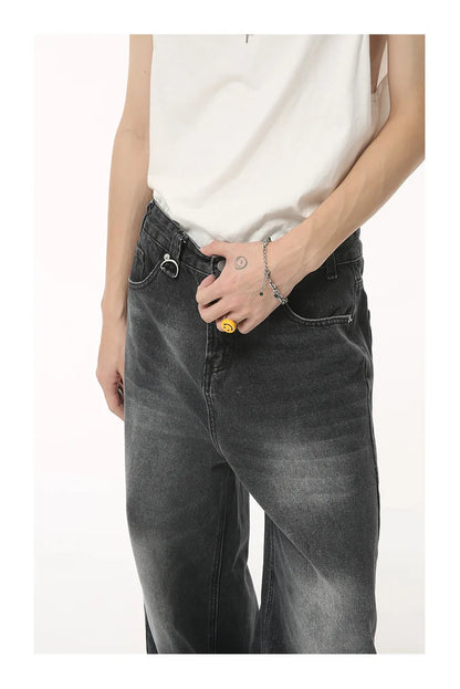 Retro Men's Denim Pants: Y2K High Street Wide Leg, Loose Fit, Ripped Straight Leg, Fashionable Hip Hop Clothes for Men - 6 Colors