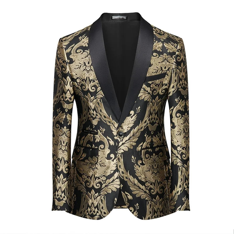 New Men's Business Banquet Jacquard Suit: Slim Fit Jacket for Wedding, Prom, and Party Dress - Collection 2, 6 Colors, Sizes 5XL-S