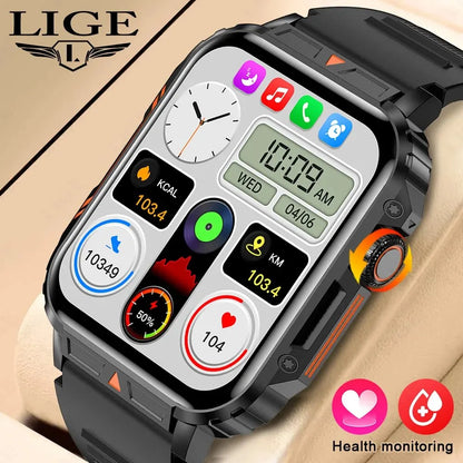 Smartwatch 1.95'' IPS Screen Health Monitoring 340 Big Battery IP68 Waterproof Sport Fitness Android IOS for Men