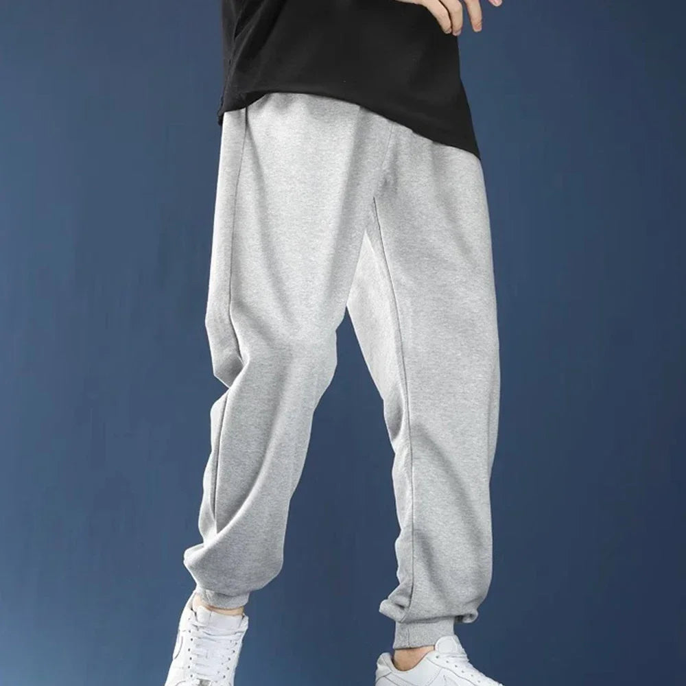 Men's Casual Fleece Sweatpants: Unisex Loose Fit Sports Pants for Autumn Winter Jogging - 11 Colors