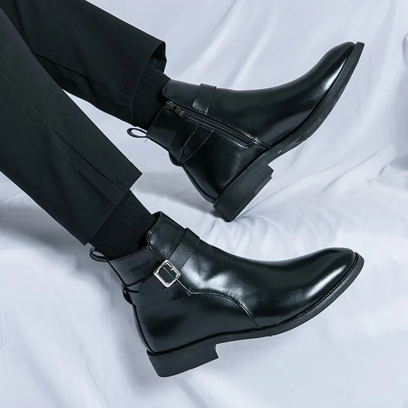 Luxury brand leather shoes men's boots formal leather oxford shoes dress boots chelsea business ankle boots men 38-47