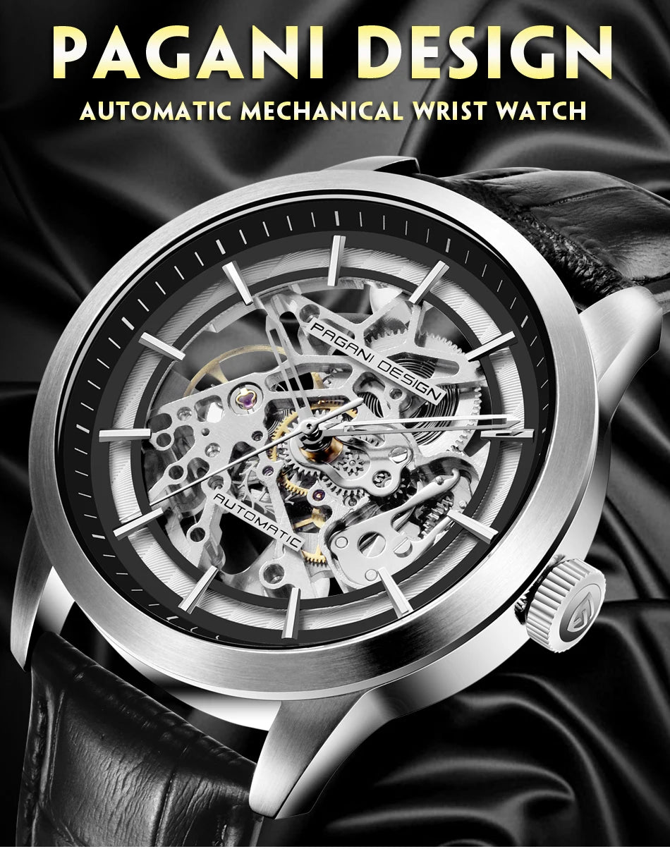 2024 PAGANI DESIGN New Men Luxury Automatic Mechanical Watch Stainless Steel Waterproof Sports Leather Watch Relogio Masculino