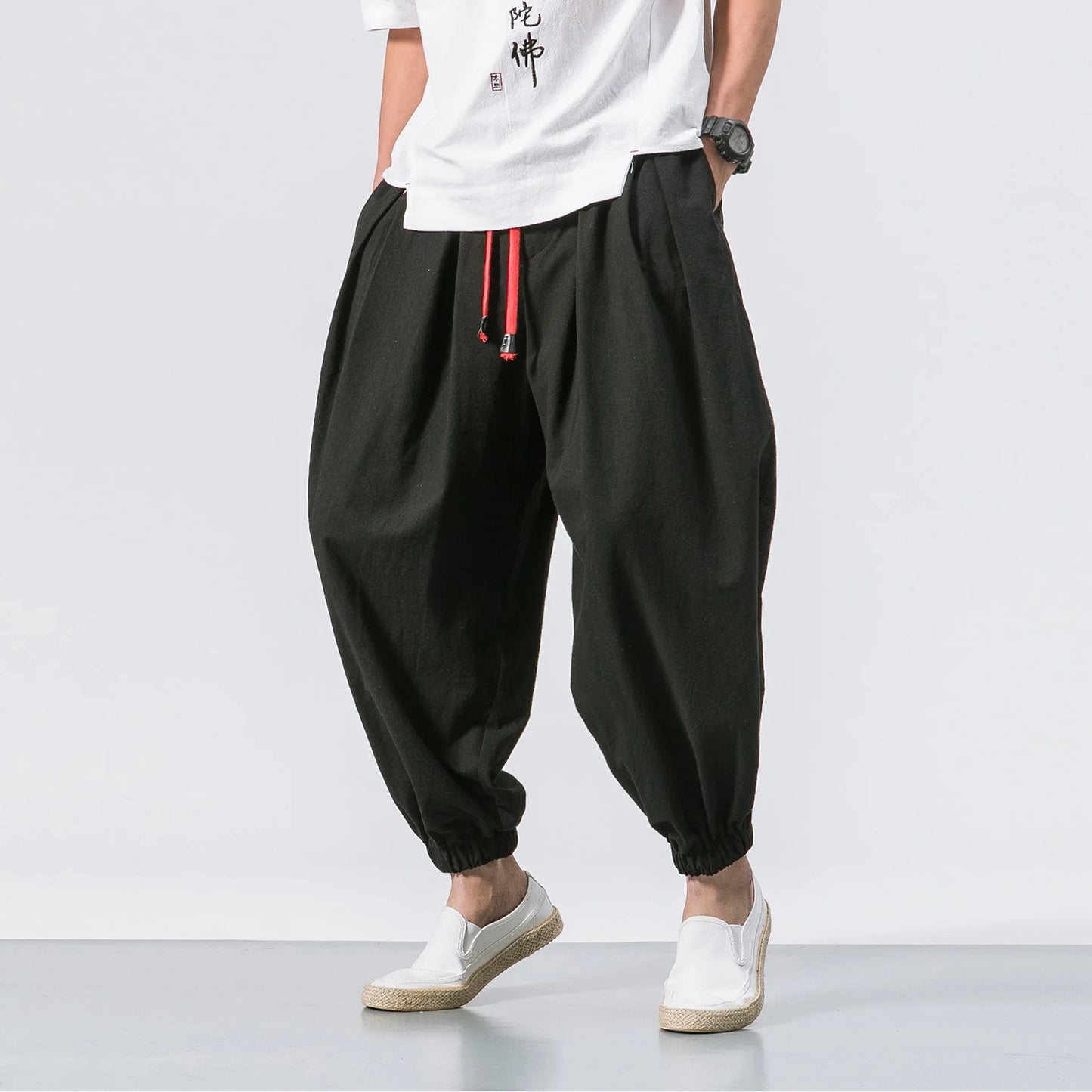 New Oversize Men's Loose Harem Pants: Autumn Chinese Linen Sweatpants, High Quality Casual Trousers - 3 Colors