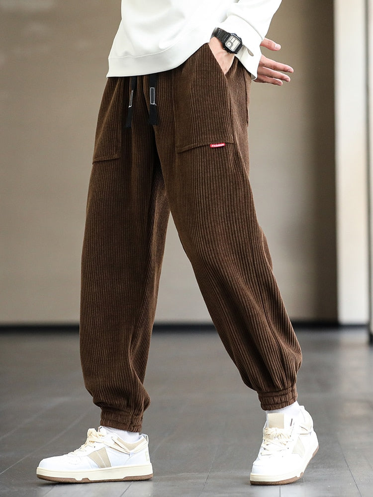 Men's Corduroy Baggy Joggers Fashion Streetwear Loose Casual Sweatpants (8 Colors)