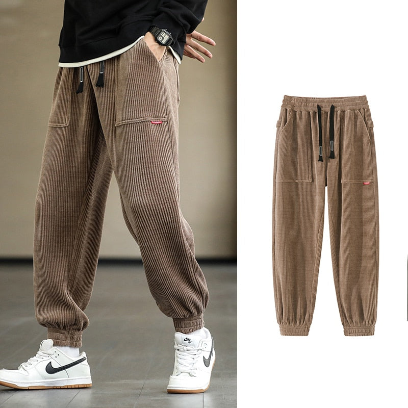 Men's Corduroy Baggy Joggers Fashion Streetwear Loose Casual Sweatpants (8 Colors)