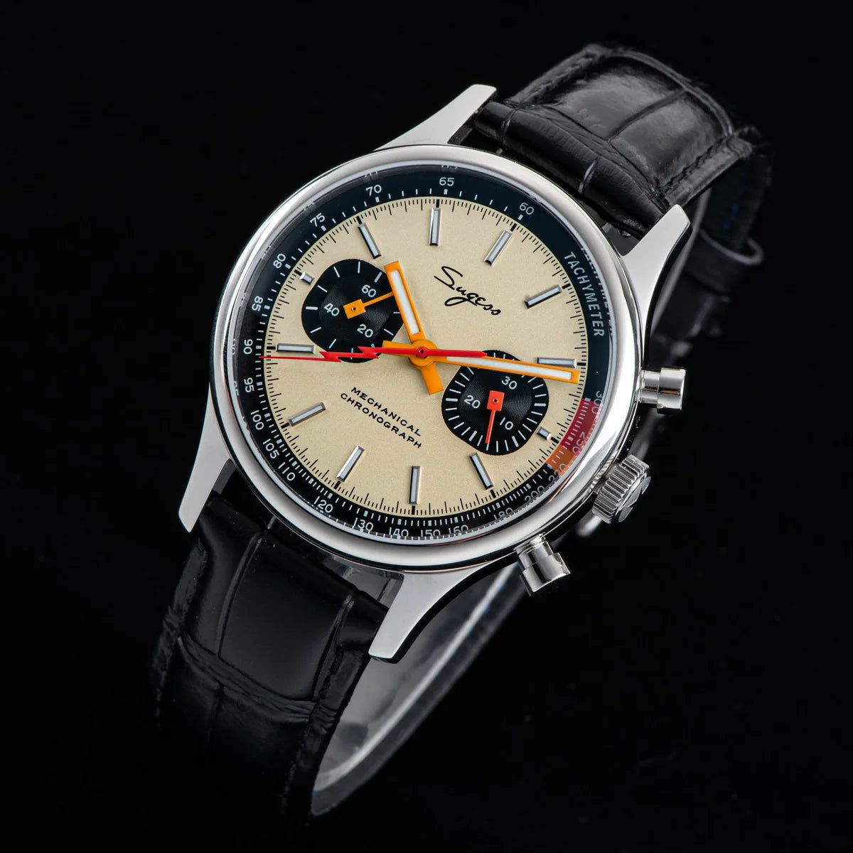 Sugess 1963 Pilot Watch Mens Chronograph Mechanical Wristwatches Original ST1901 Swanneck Movement Sapphire Crystal Racing 2022