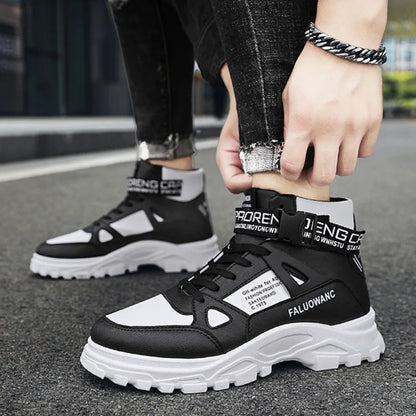 Trendy Men Ankle Boots Fashion Comfort Platform Motorcycle Boots Chelsea Street Casual Shoes Sneakers Britain Leather Boot Botas