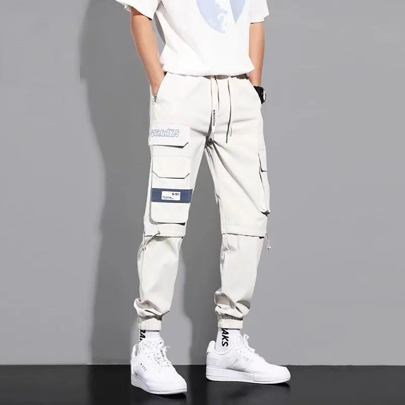 Men's Cargo Pants: Casual Hip Hop, Multiple Pockets, Streetwear Ribbons, Techwear Sweatpants - Collection 2 (15 Colors)