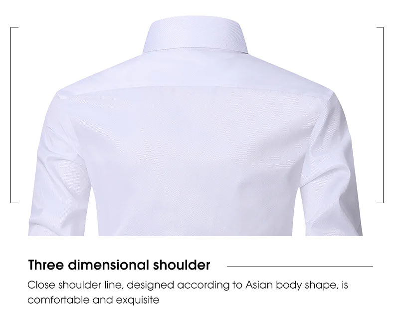 New High-Quality Men's Shirt: 6XL Large Autumn/Winter Long Sleeve, No-Iron Pure White Business Casual Fashion Shirt - 11 Colors