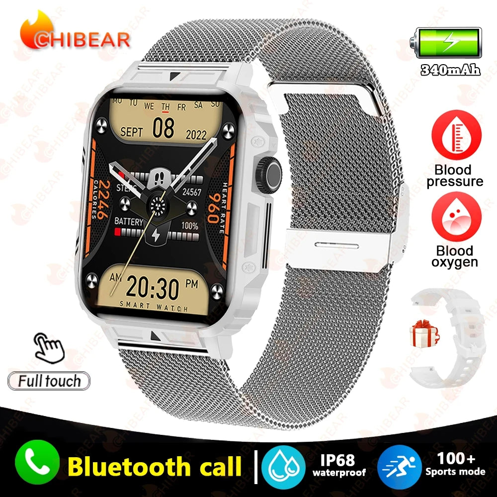 New Outdoor Sports Smart Watch Men 1.95 inch Heart Rate Blood Oxygen Waterproof BT Call Smartwatch Men's Gift For Android IOS