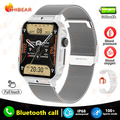 New Outdoor Sports Smart Watch Men 1.95 inch Heart Rate Blood Oxygen Waterproof BT Call Smartwatch Men's Gift For Android IOS