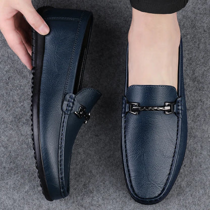 Genuine Leather Loafers Men Design Moccasin Fashion Slip On Soft Flat Casual Men Shoes Adult Male Footwear Handmade Boat Shoes