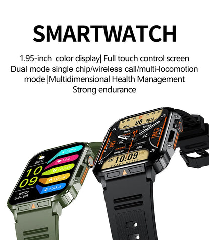 Smartwatch 1.95'' IPS Screen Health Monitoring 340 Big Battery IP68 Waterproof Sport Fitness Android IOS for Men