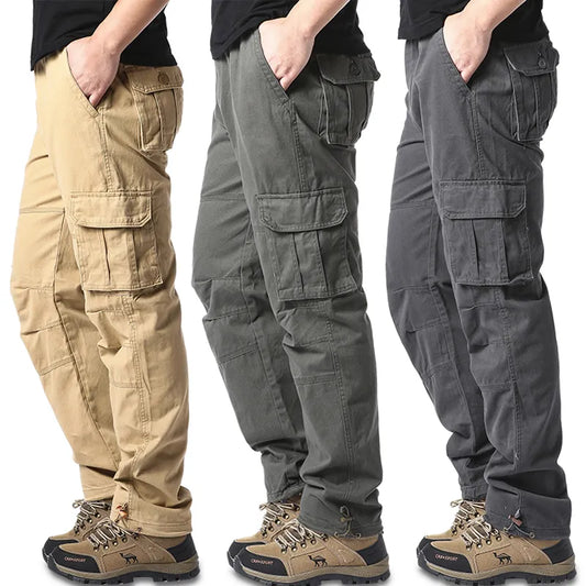 Men's Military Tactical Pants: Large Pocket Loose Overalls for Outdoor Sports and Casual Work - Elastic Waist, Pure Cotton