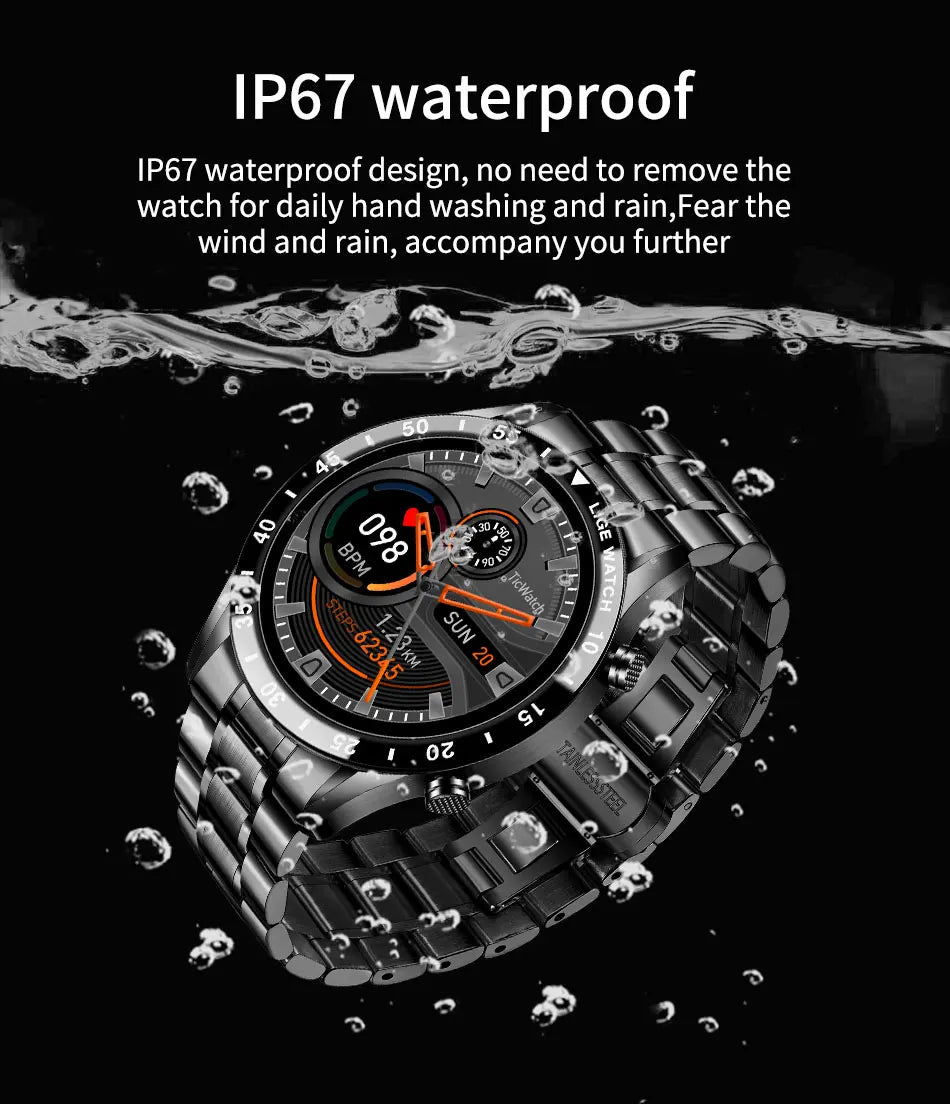 Smart Watch for Men: Full Circle Touch Screen, Bluetooth Call, Waterproof Sport Activity Fitness Tracker + Box