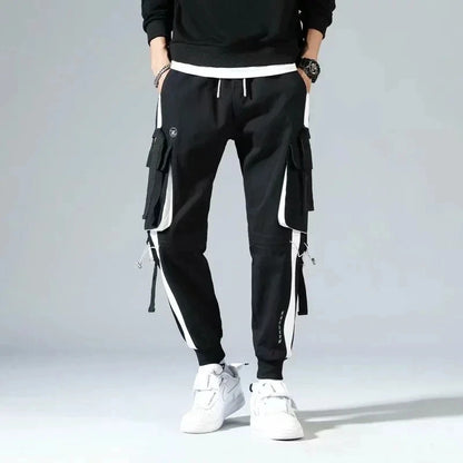 Men's Cargo Pants: Casual Hip Hop, Multiple Pockets, Streetwear Ribbons, Techwear Sweatpants - Collection 2 (15 Colors)