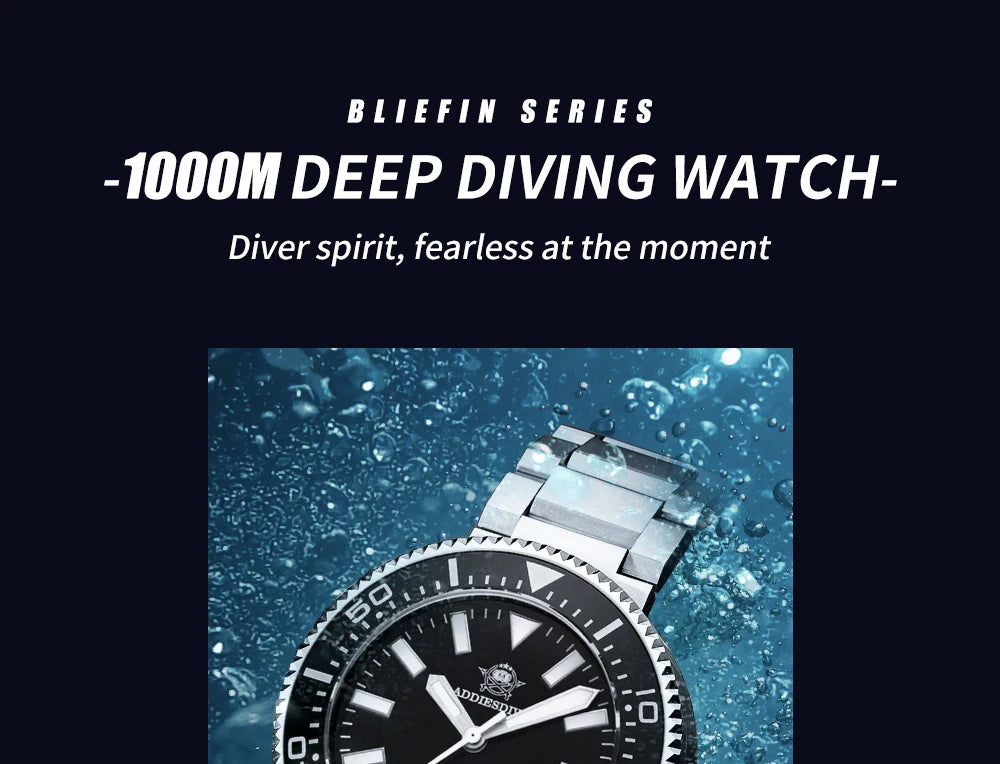 ADDIESDIVE Men's Luxury Watch 1000m diver's watch Waterproof luminous Sapphire Glass reloj hombre Automatic Mechanical Watches