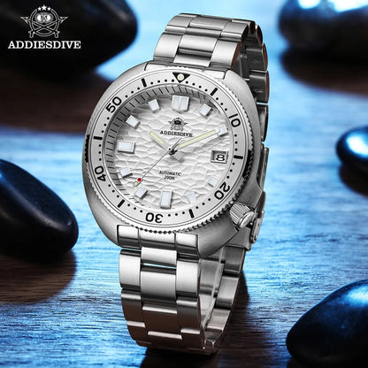 ADDIESDIVE Automatic Mechanical Watch Man Silver Premium Business Casual Waterproof Watch NH35A 316L Stainless Steel Men's Watch