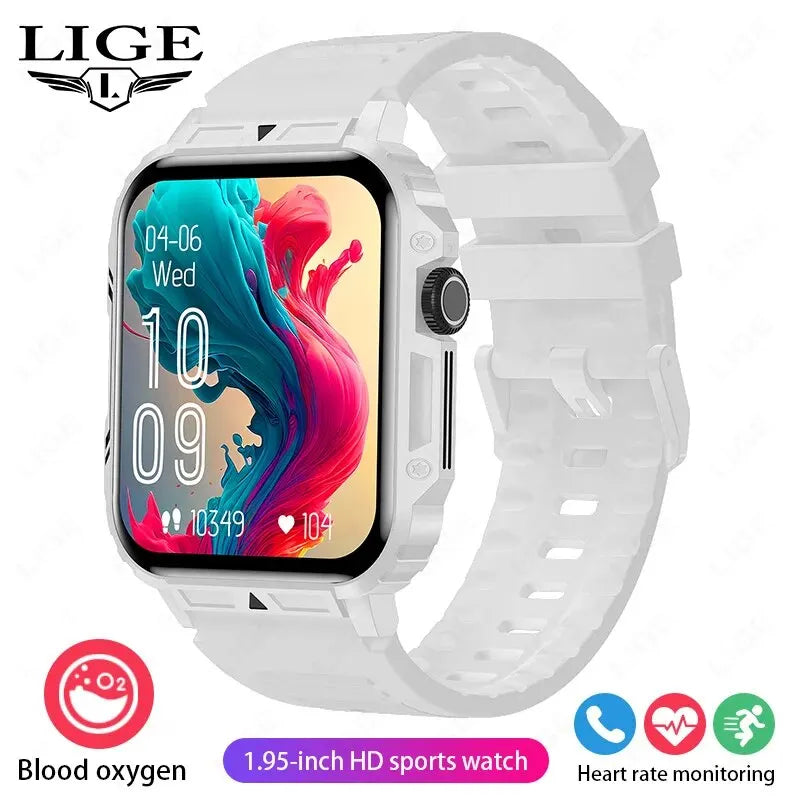 Smartwatch 1.95'' IPS Screen Health Monitoring 340 Big Battery IP68 Waterproof Sport Fitness Android IOS for Men