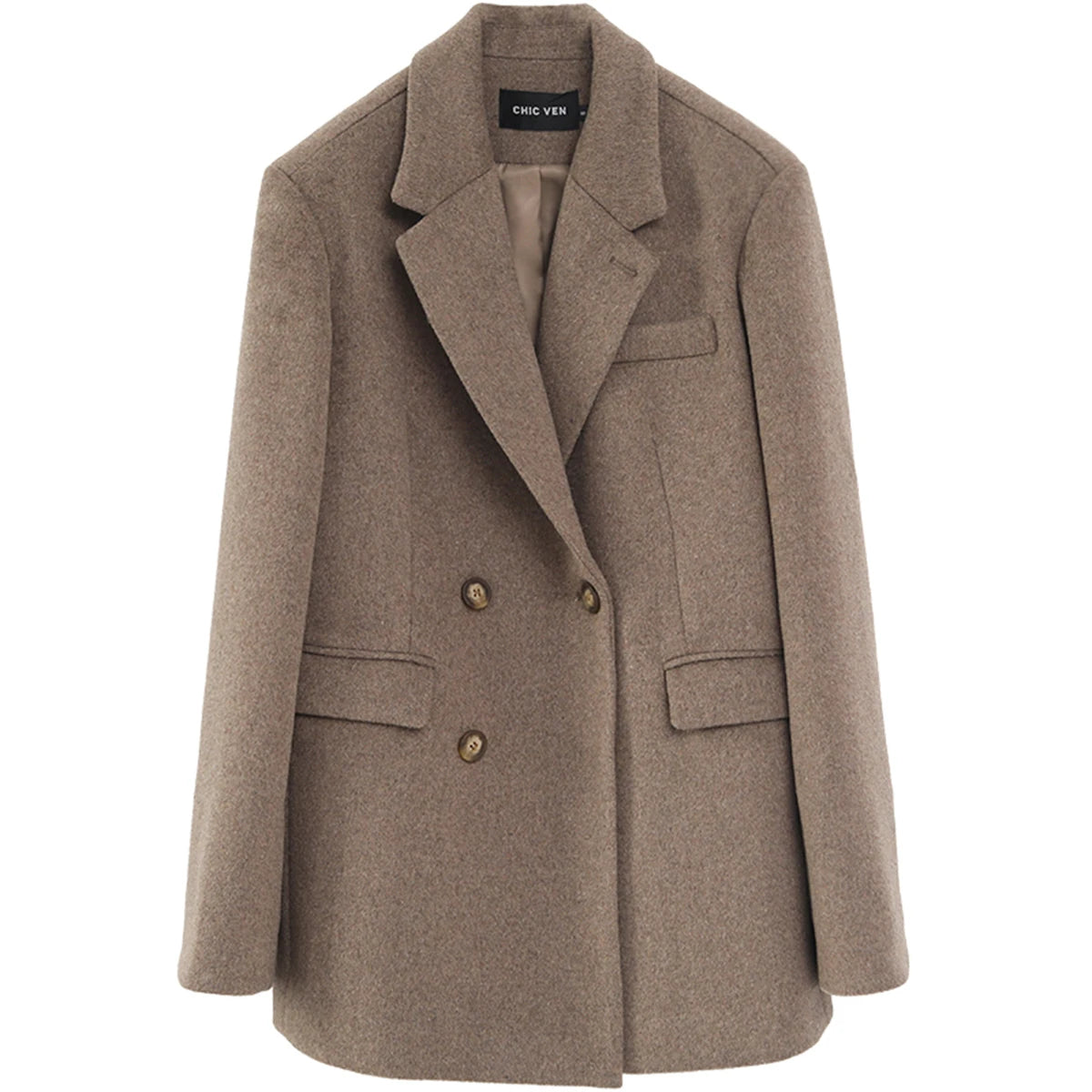 Women's Thick Warm Wool Blend Mid-Long Blazer: Solid Color, Available in 2 Colors