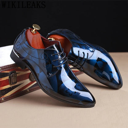 Floral Pattern Men's Office Dress Shoes: Leather Luxury Fashion for Groom's Wedding - Oxford Style, Available in 4 Colors