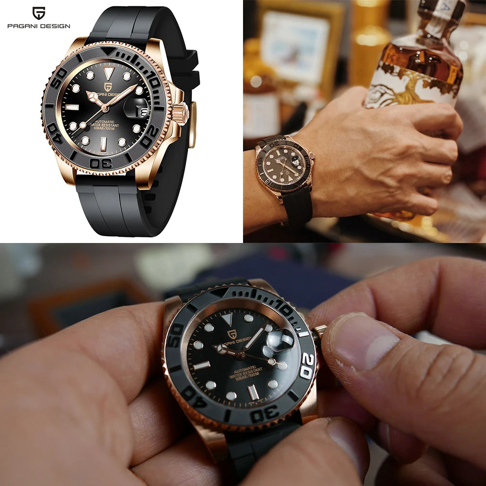 PAGANI DESIGN 2024 New NH35 Movement Ceramic Bezel Men Mechanical Wristwatches Fashion Sapphire Glass Diving Automatic Watches