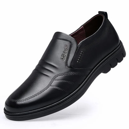 Men's Non-Slip Leather Slip-On Loafers: Black Driving Shoes - Dress Sneakers with Light Breathable Footwear, Available in 2 Colors