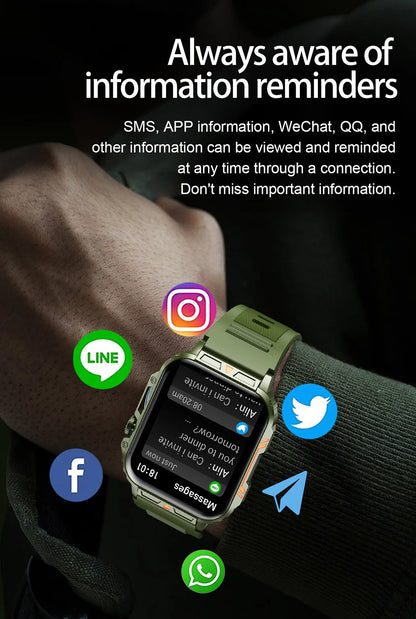 Smartwatch 1.95'' IPS Screen Health Monitoring 340 Big Battery IP68 Waterproof Sport Fitness Android IOS for Men