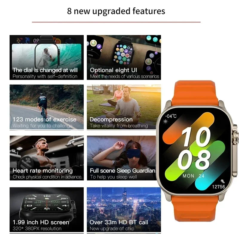 T900Ultra Smartwatch: Bluetooth Talk, Message Alerts, Heart Rate Monitor, Sports Watch for Android & iOS, Smartwatch for Men & Women