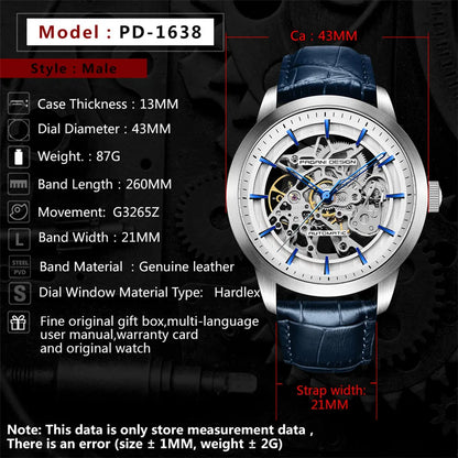 2024 PAGANI DESIGN New Men Luxury Automatic Mechanical Watch Stainless Steel Waterproof Sports Leather Watch Relogio Masculino