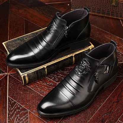 Autumn High Quality Men Ankle Boots Plus Size 48 Male Dress Boots Pointed Toe Business Casual Leather Shoes Men Chelsea Boots