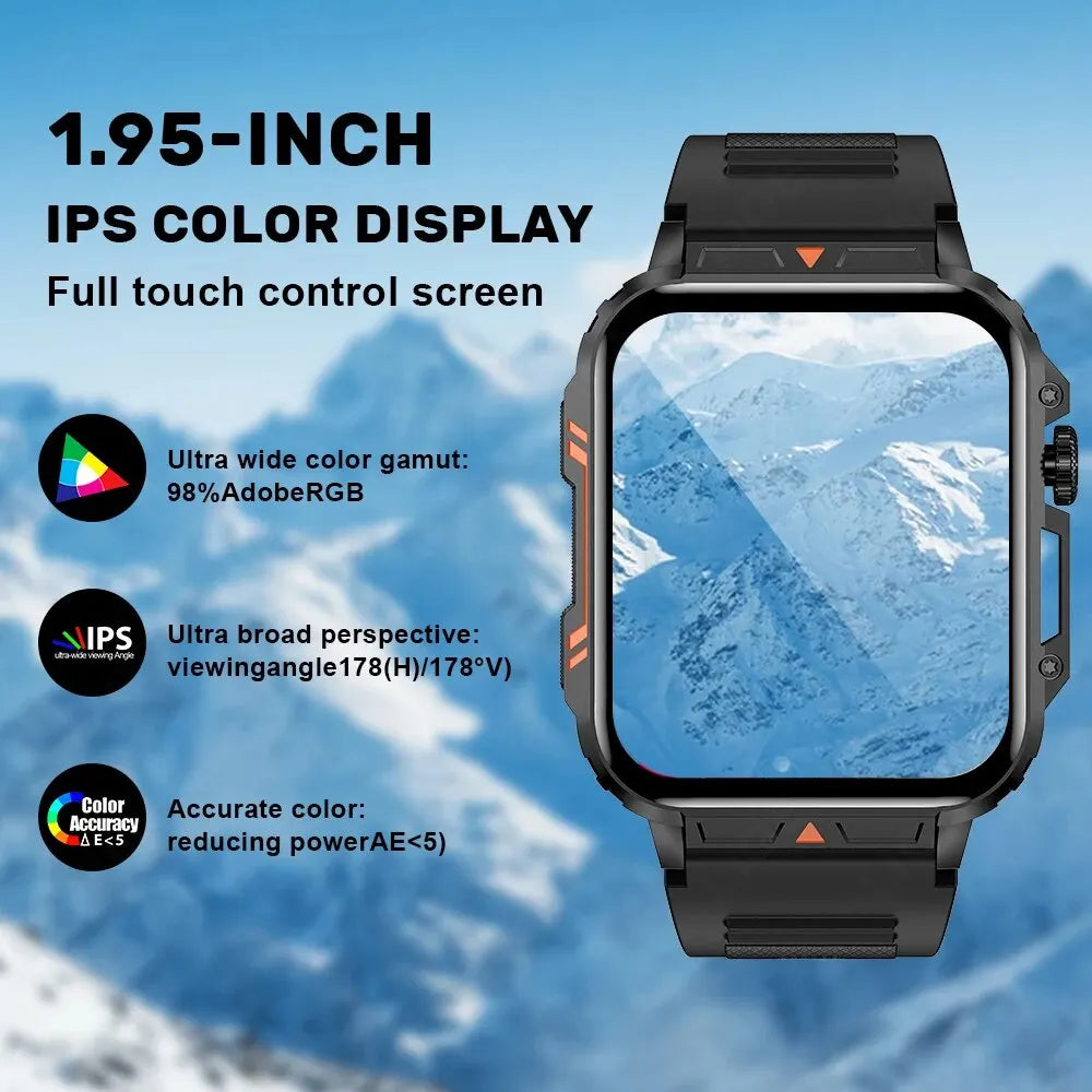 Smartwatch 1.95'' IPS Screen Health Monitoring 340 Big Battery IP68 Waterproof Sport Fitness Android IOS for Men