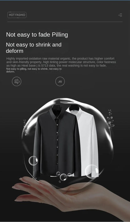 Men's Non-Iron Wrinkle-Resistant Dress Shirt: Long Sleeve, High-End Business Professional White Shirt - Sizes S-5XL - 10 Colors