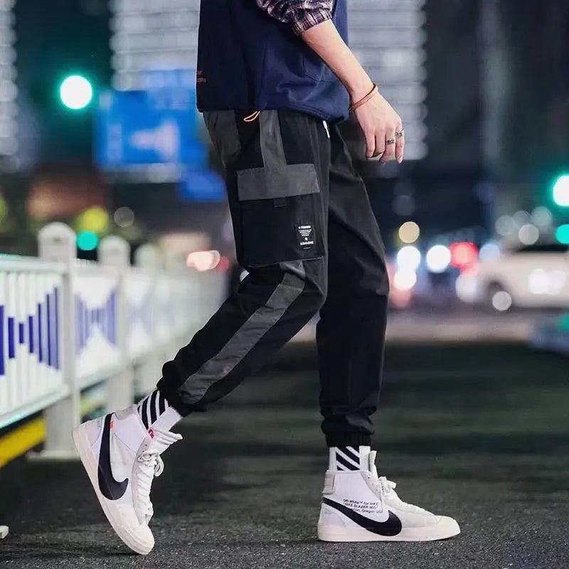 Men's Cargo Pants: Casual Hip Hop, Multiple Pockets, Streetwear Ribbons, Techwear Sweatpants - Collection 2 (15 Colors)