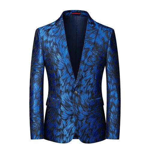 New Men's Business Banquet Jacquard Suit: Slim Fit Jacket for Wedding, Prom, and Party Dress - Collection 1, 10 Colors, Sizes 5XL-S