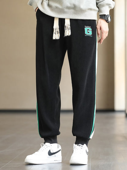 Men's Corduroy Baggy Joggers Fashion Letter Embroidery Sweatpants (3 Colors)